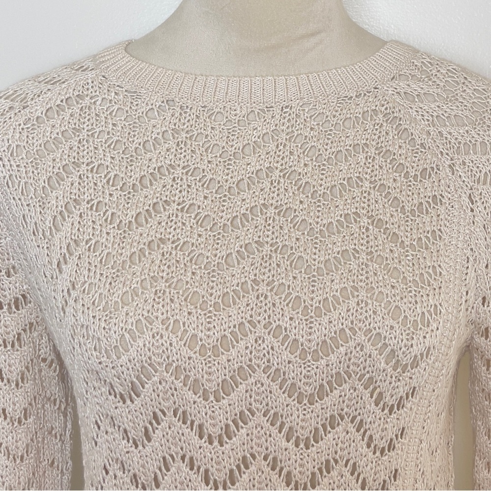 Club Monaco Cream Open Knit Woven Pullover Sweater XS - Picture 4 of 8